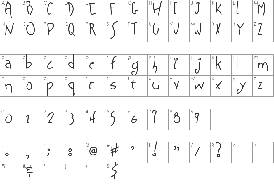 Stays In The Cave! font character map preview