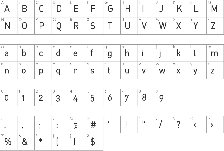 StDinah font character map preview