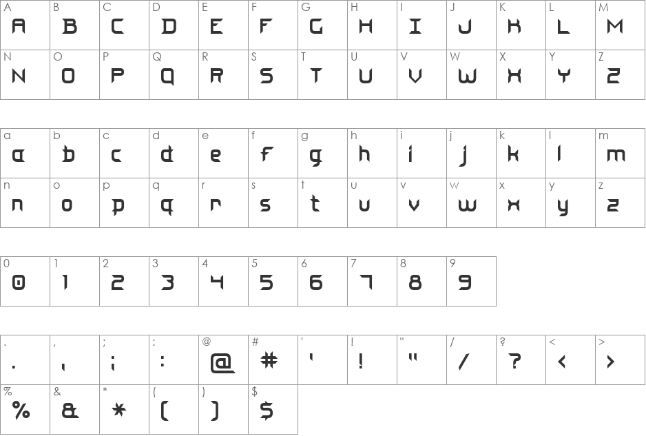Steel Blade 7 font character map preview