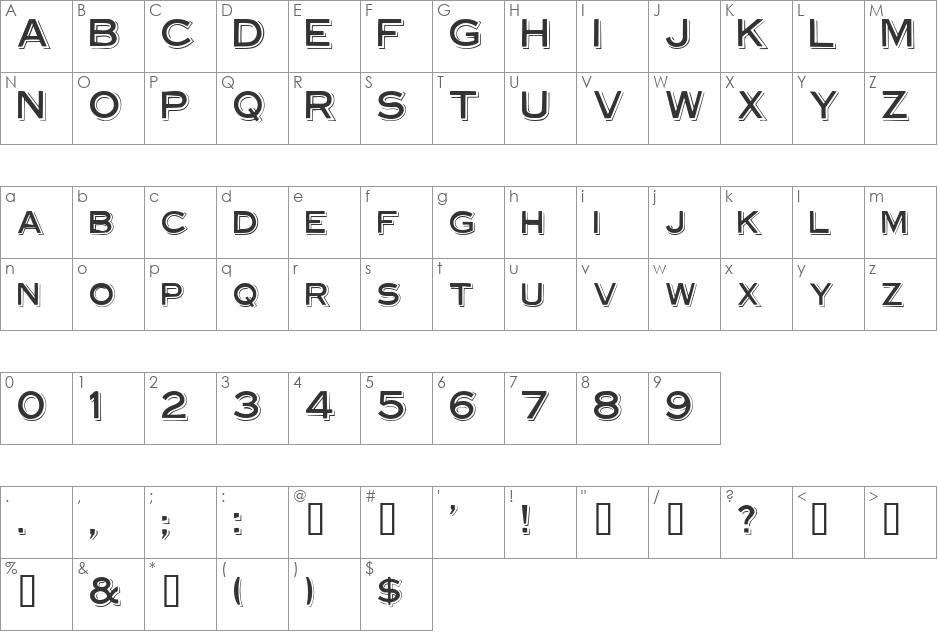 Steelplate font character map preview