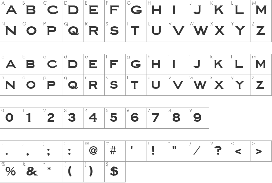 Steelplate Gothic Bold font character map preview