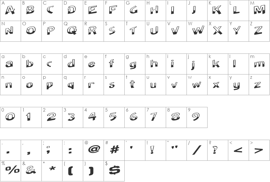 Steeple font character map preview