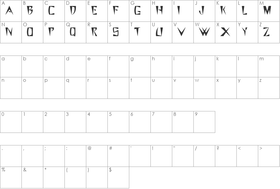 STEEZY font character map preview