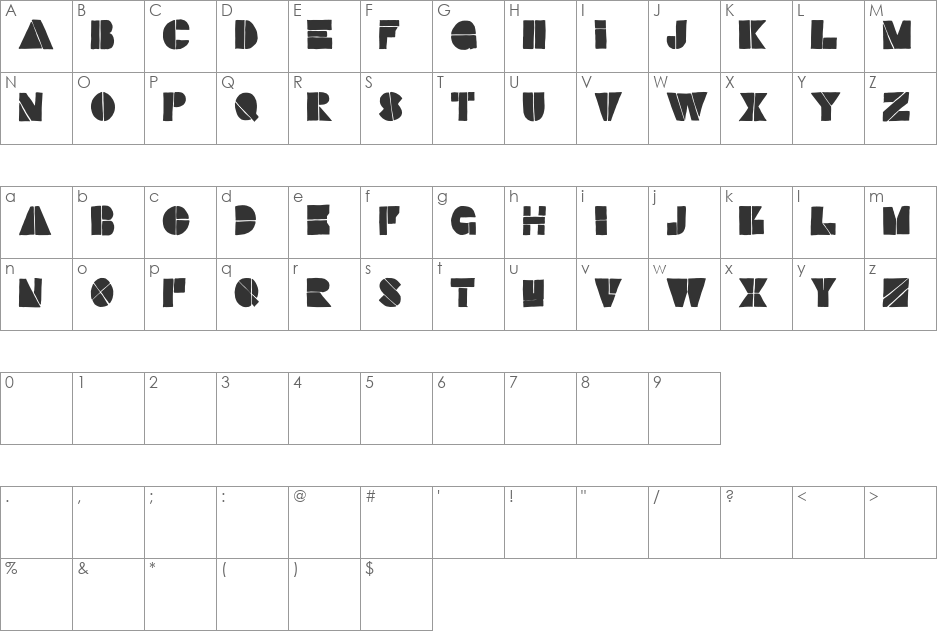 Stefffont Set A font character map preview