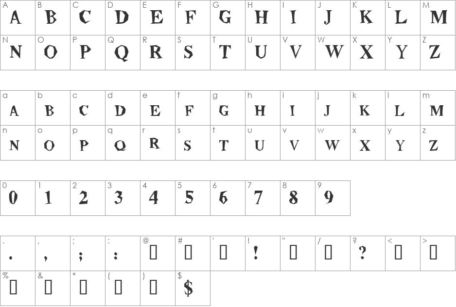 Stegosaurus font character map preview