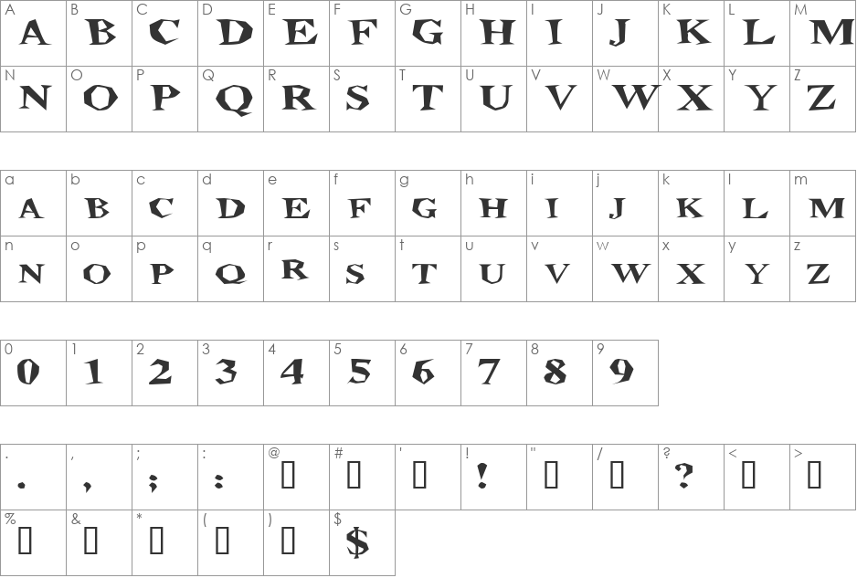 StegosaurusExtended font character map preview