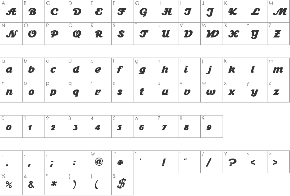 Stein1 DB font character map preview
