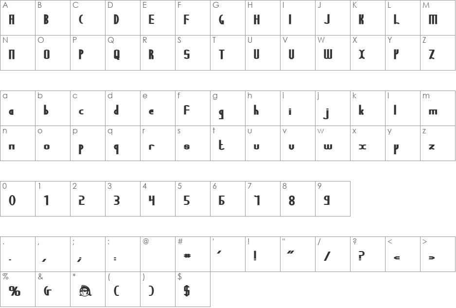 Stelefont font character map preview
