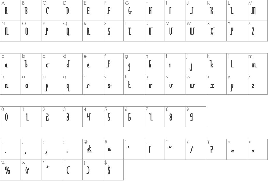 Stelefont font character map preview