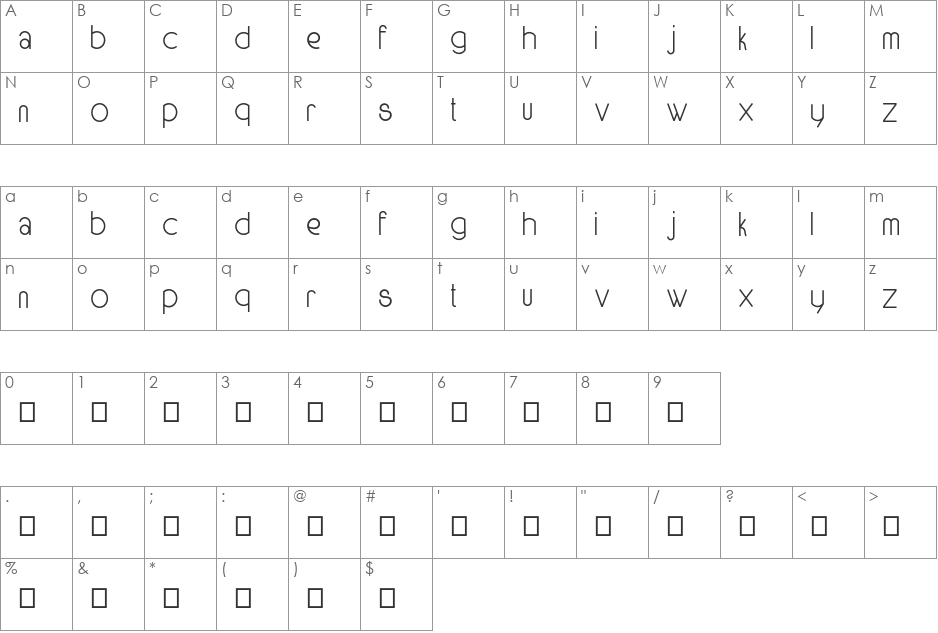 Stella font character map preview