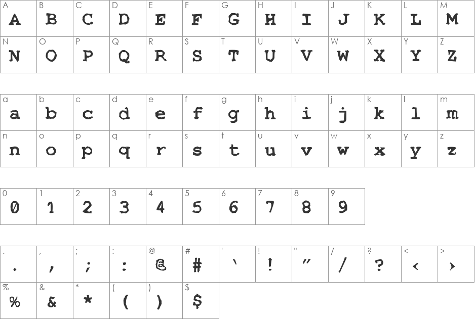 Stempel font character map preview