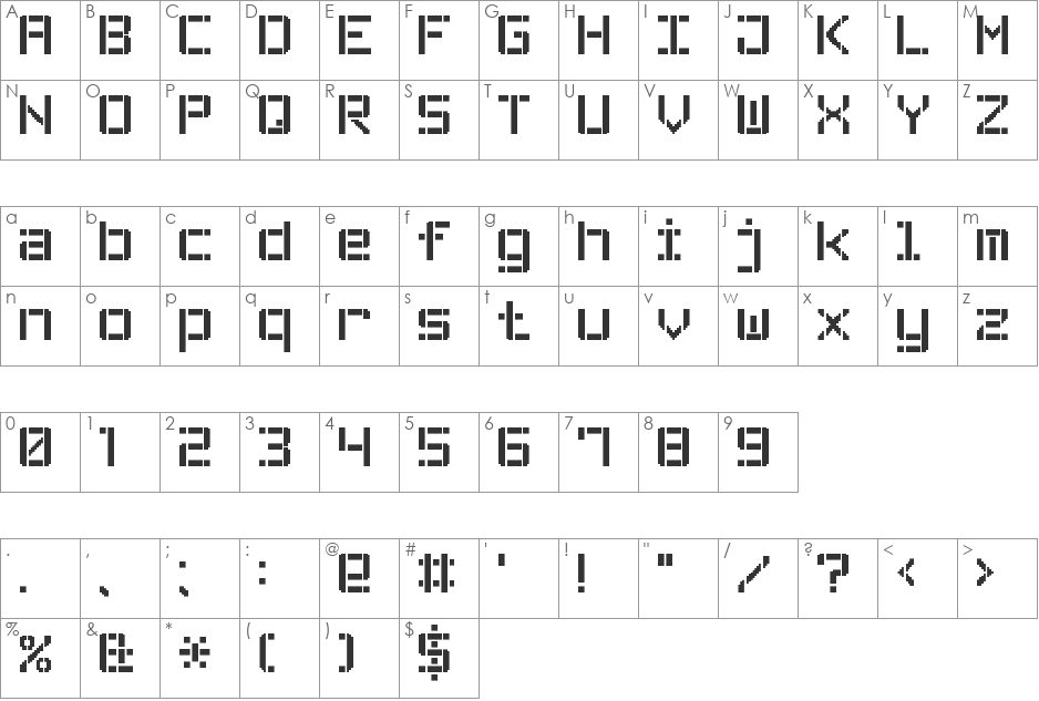 Stencil Pixel-7 font character map preview