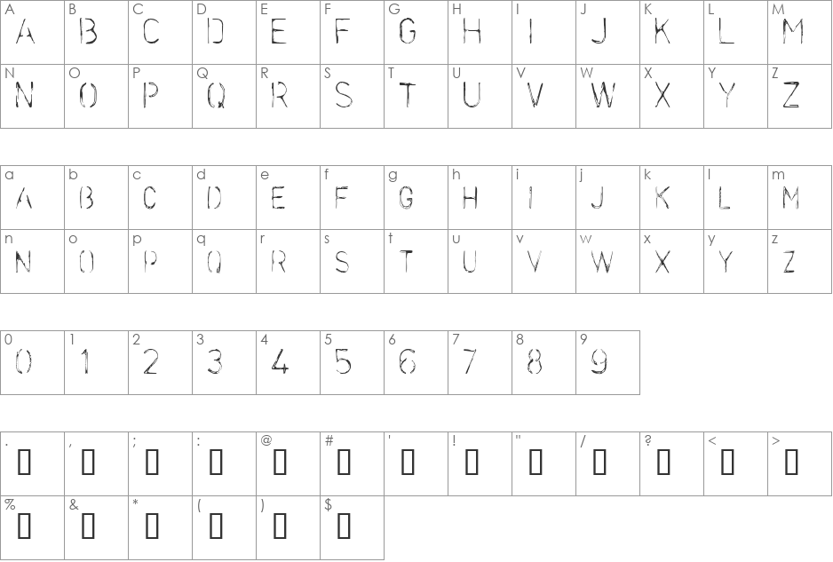 Stencilcase font character map preview