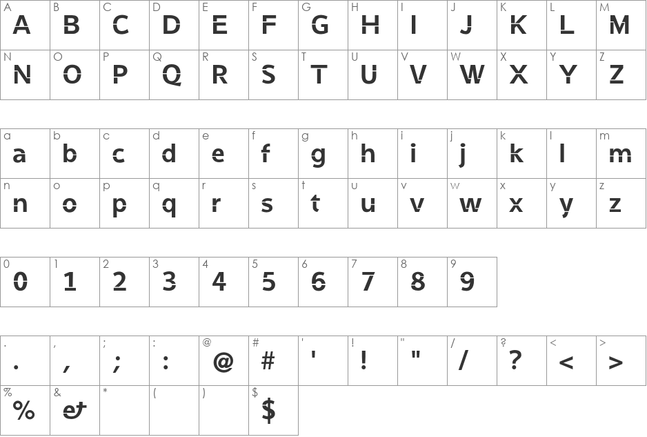 Stenha font character map preview