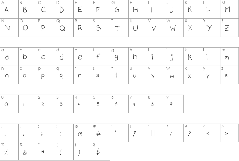 stephanieee font character map preview