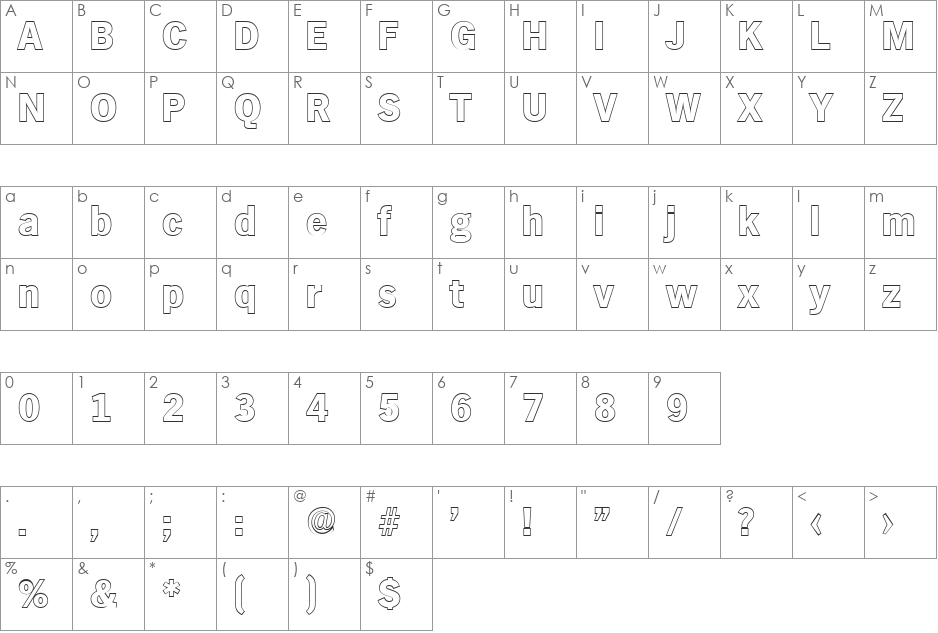 StephenBeckerOutline-ExtraBold font character map preview