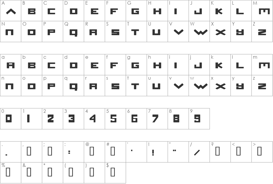 Stereo Saturn font character map preview