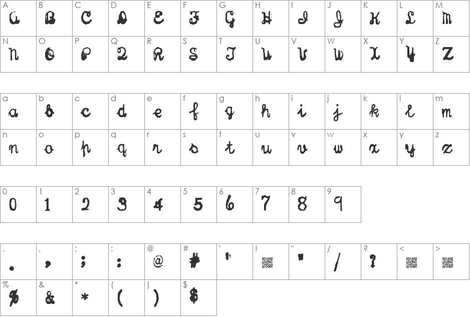 Sterling Keys font character map preview