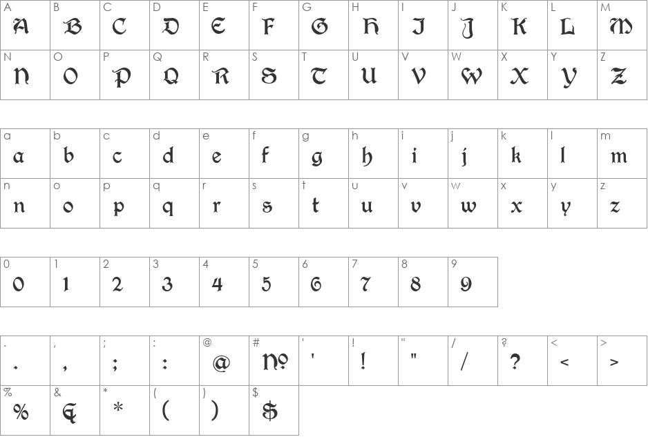 BeaumarchaisC font character map preview