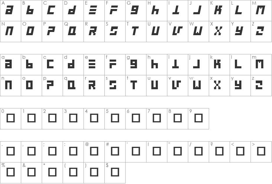 Still Font font character map preview