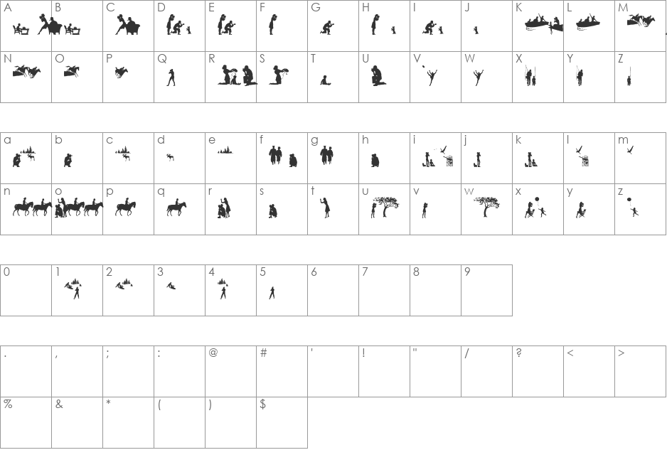 stillframes font character map preview