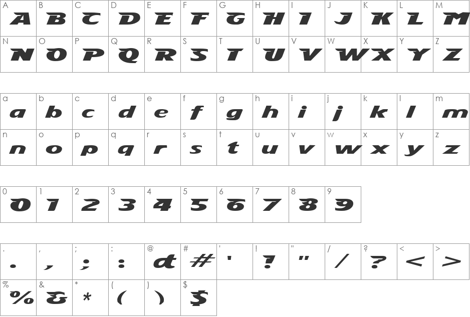 StingRay font character map preview