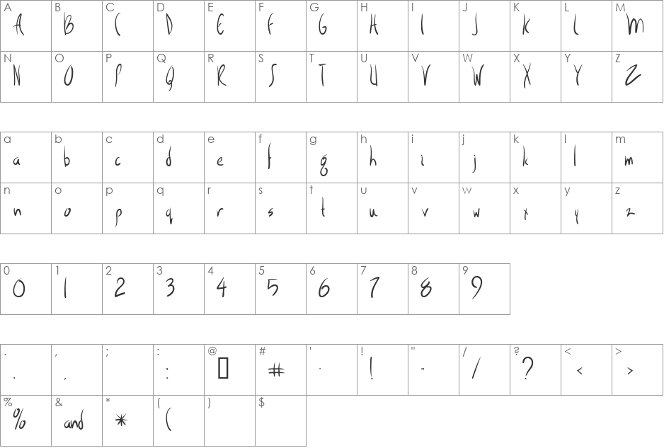 Stingray Lite font character map preview