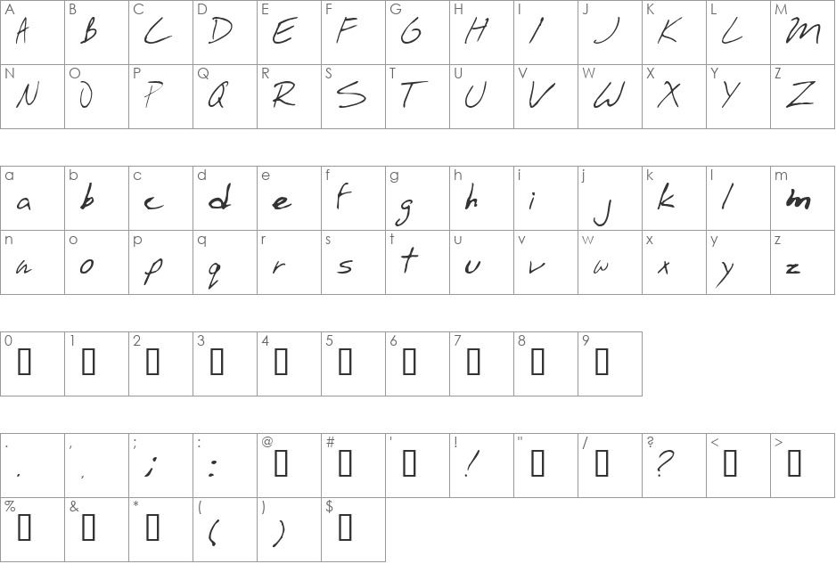StinkBomb font character map preview