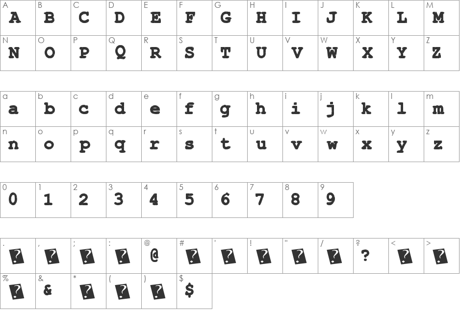 StitchyTimes font character map preview