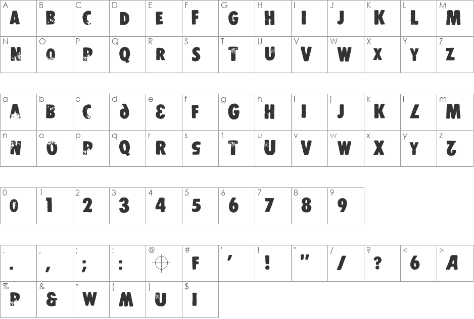 STOMPER font character map preview