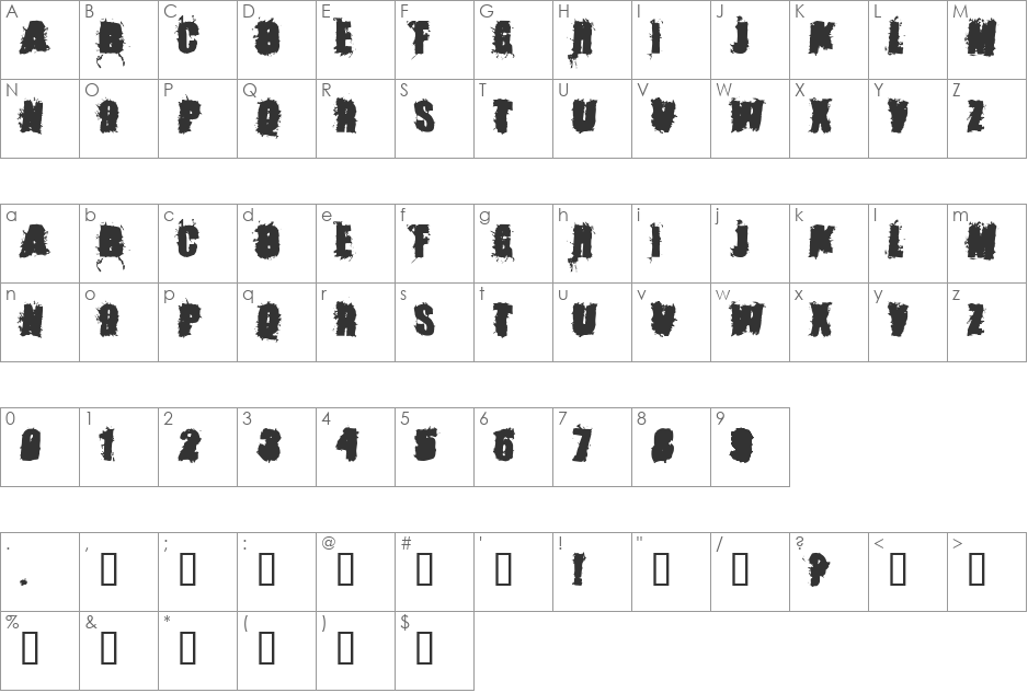 Stone Cold font character map preview