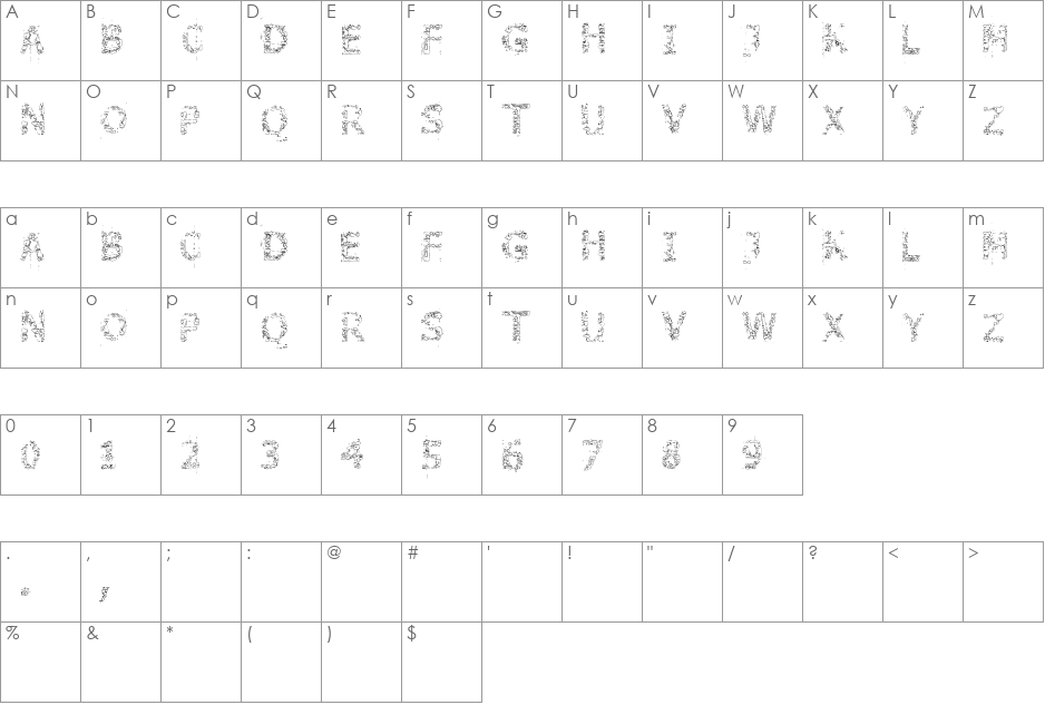 Stone Edge font character map preview