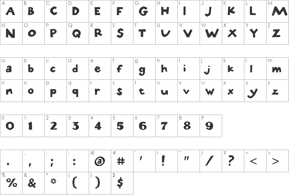 Stone Hinge font character map preview