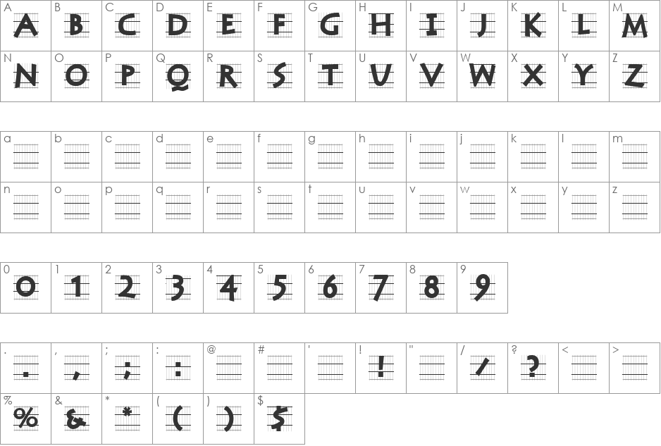 StoneCapsIngrid font character map preview