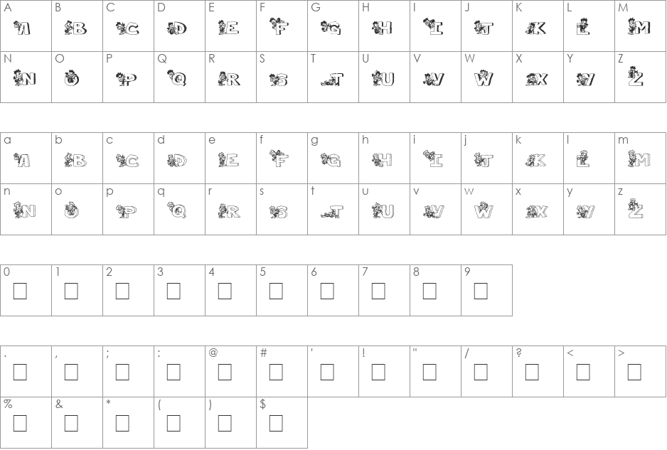 StoneCarving font character map preview