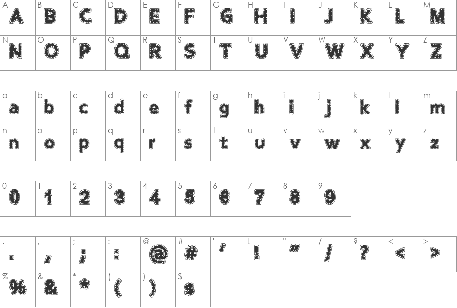 Stoned font character map preview