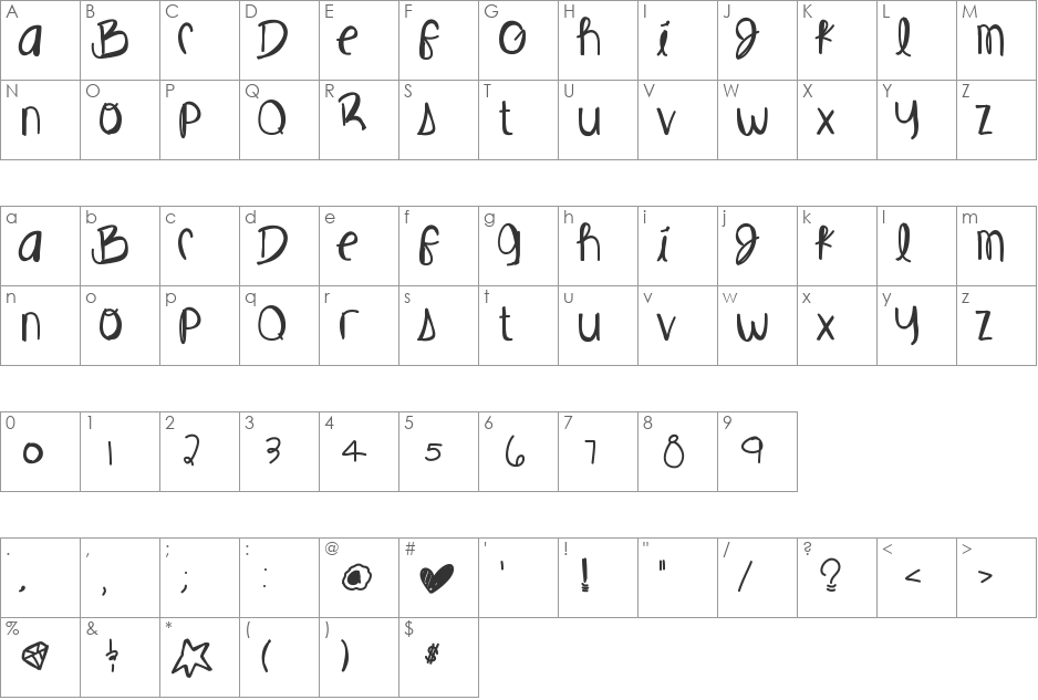 BeautifulRuins font character map preview