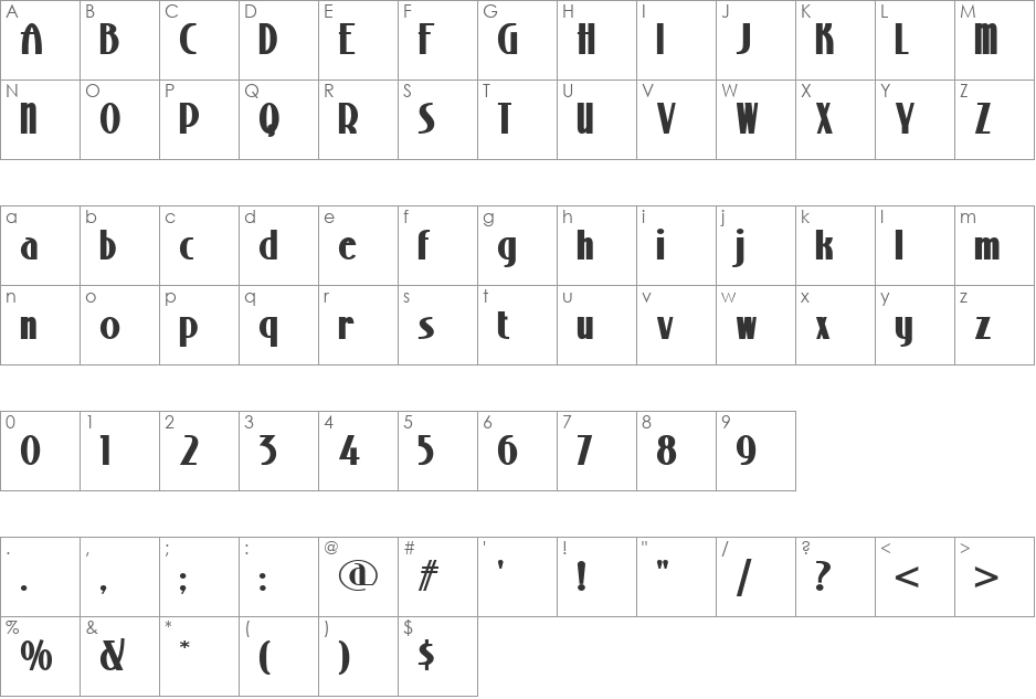 Stony Island NF font character map preview