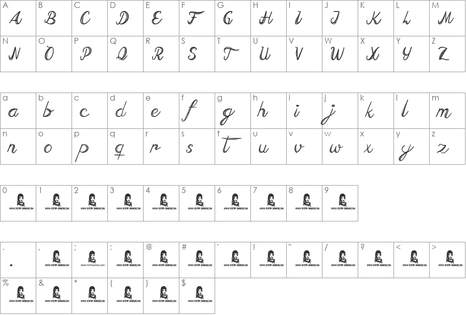 Stoon font character map preview