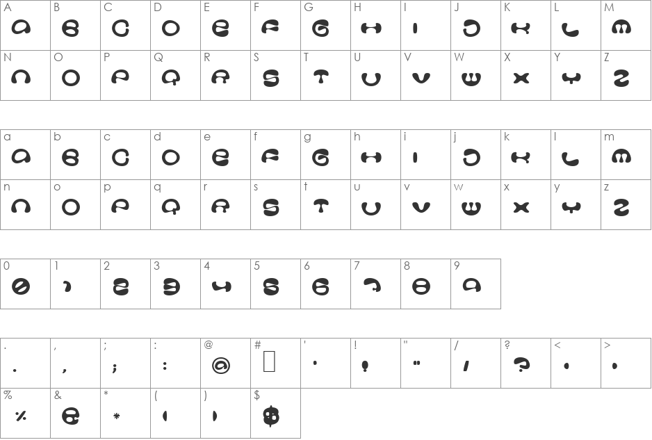 Stoopid font character map preview