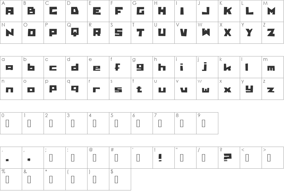 StraightLines font character map preview
