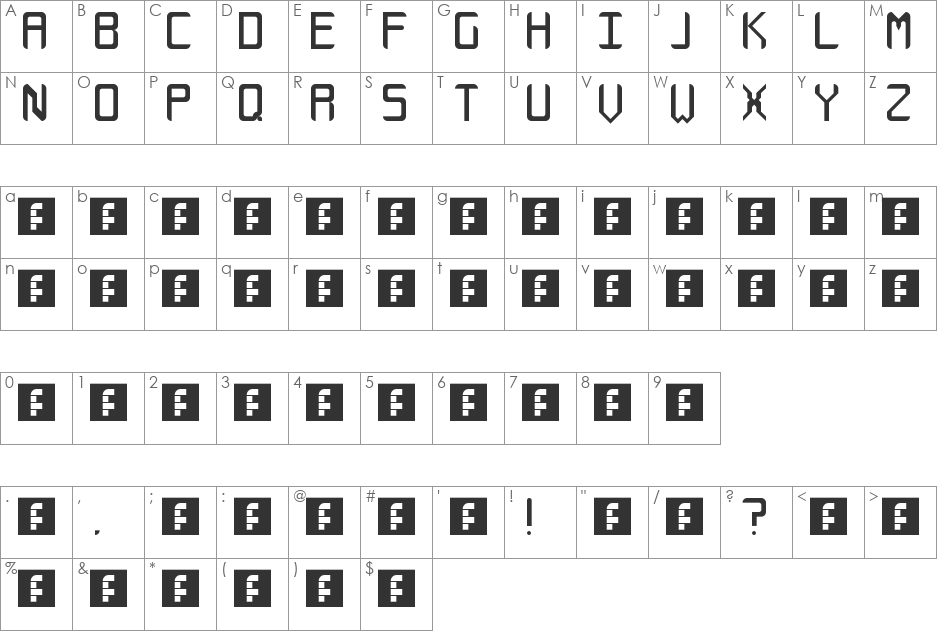 StraightRounded #1 font character map preview