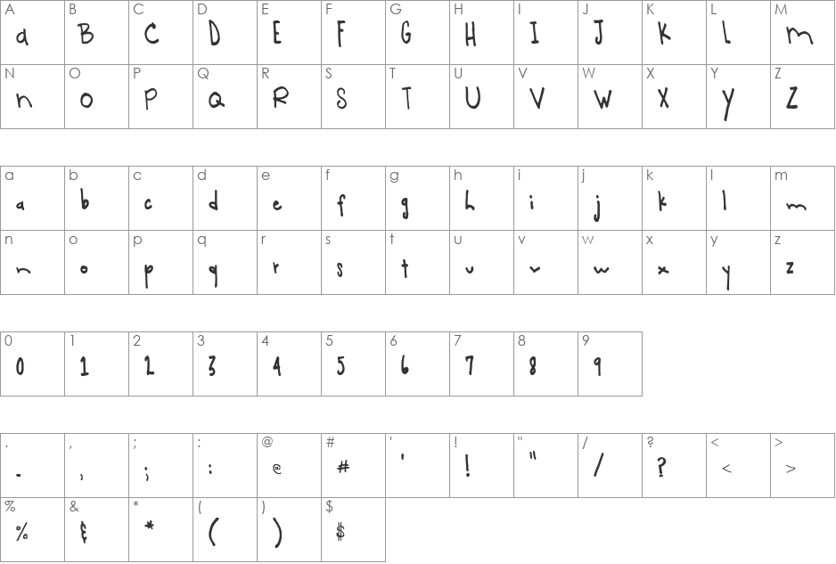 Straight_up font character map preview