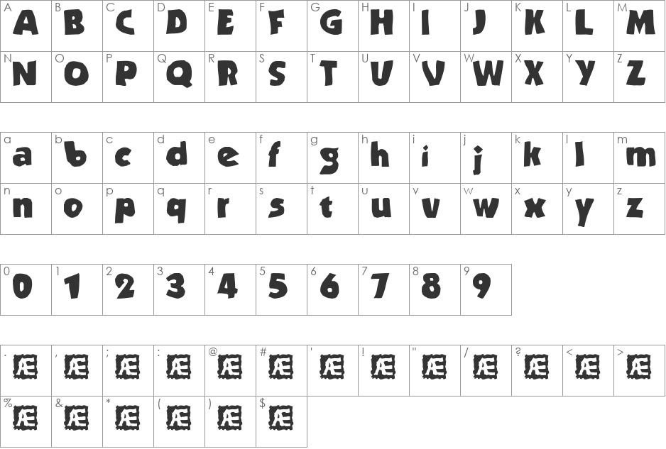 Stranded (BRK) font character map preview
