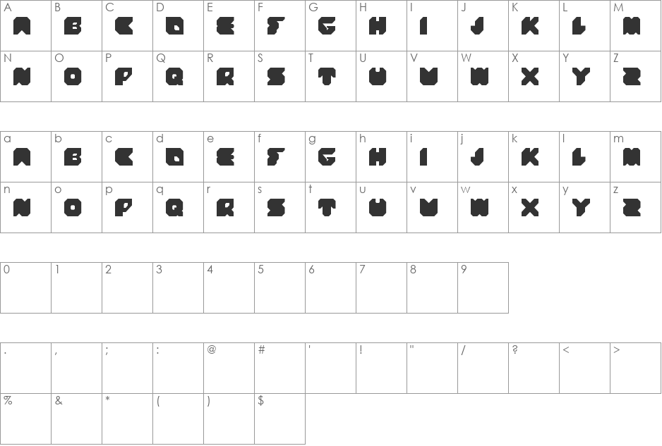 stranger font character map preview