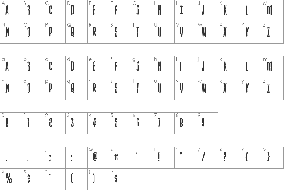 Stranger Danger Staggered font character map preview