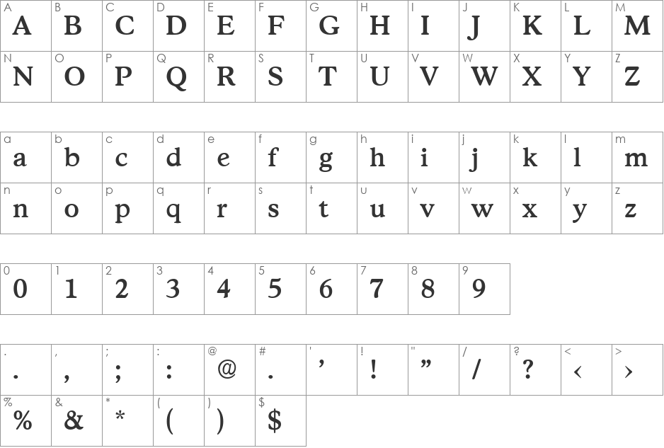 Stratford-Serial-Medium font character map preview