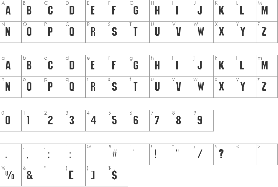 Strathmelli-Lig font character map preview
