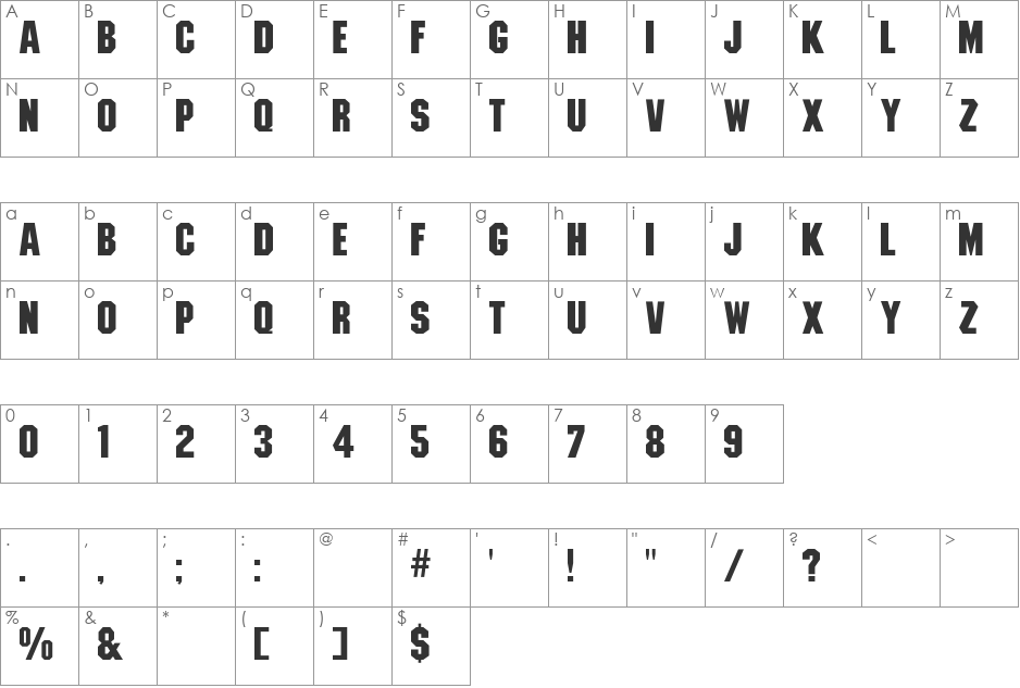 StrathmelliBld font character map preview