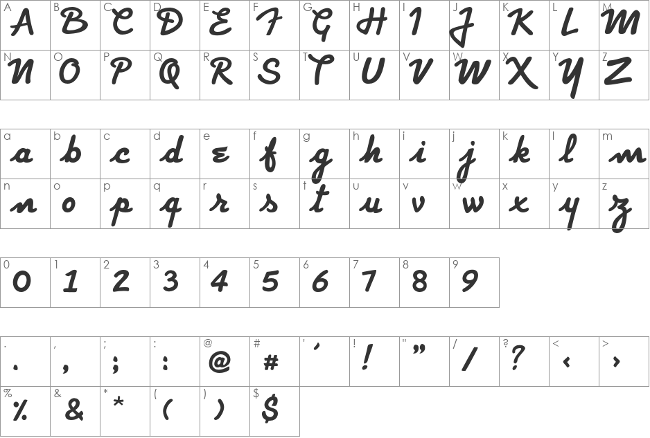 Strato font character map preview